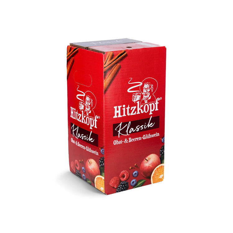 Hitzkopf Klassik im 10 Liter BIB, Obst- und Beeren-Glühwein, 9 % vol, mit Apfel, Orange und Waldbeeren – traditionell und aromatisch.
