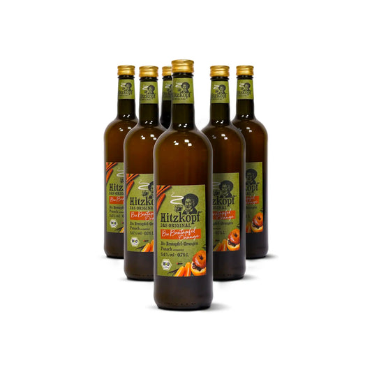Hitzkopf Bio Bratapfel Orange, Fruchtpunsch mit Bratapfel- und Orangennote, 5,4 % vol, Bio-zertifiziert, würzig und aromatisch.